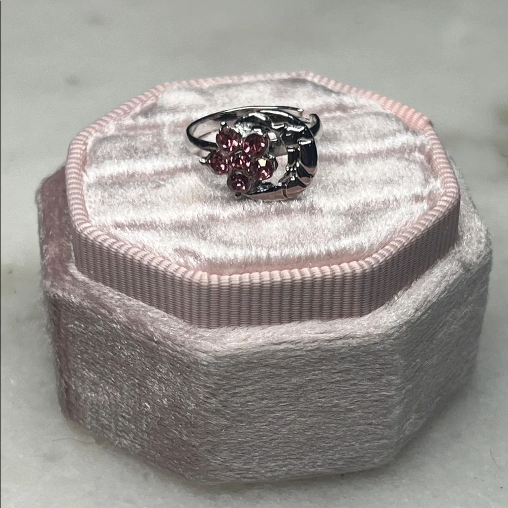 Artisan Pink Cluster Flower Moon Ring